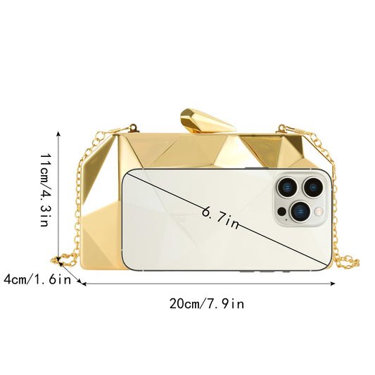 Geometric Metal Lattice Evening Clutch Chain Bag