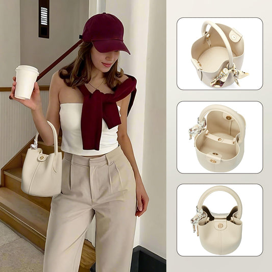 Mini Vegan Leather Bucket Crossbody Shoulder Bag