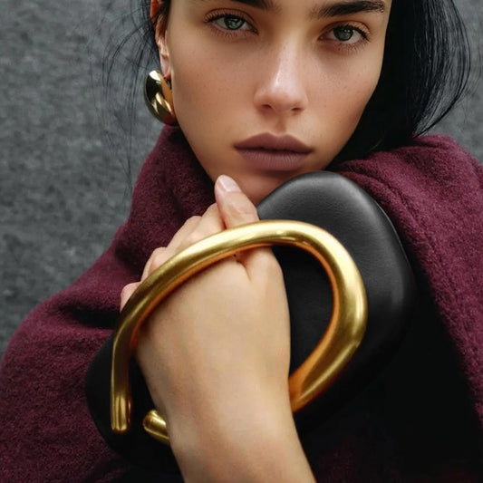 Formal PU Leather Evening Clutch with Chain Handle